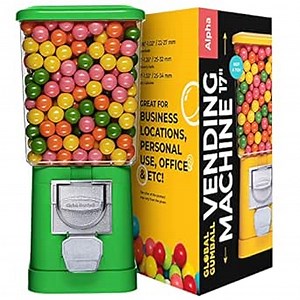 Gumball Machine - Green Home Vending Machine - Bubble Gum Machine for Kids - Gumball Machine Bank - Coin Gumball Machine - Gift Kid Gum Ball Machine Without Stand
