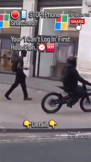 📱🚨 Phone snatched? "I can't log in." Read this 5-step first-hour plan. Save share now. 💾👇 **Problem:** You feel unsafe and stuck. Here's what to do now. **First hour: 5 steps** 1️⃣ **Lock it:** Use Find My or Google Find My Device. Mark phone Lost. Turn on remote wipe. 2️⃣ **Protect accounts:** Change your email password first. Freeze cards. Turn on spend alerts. 3️⃣ **Get back online:** Try to locate it. If not, get a cheap phone or local SIM. Restore from backup. 4️⃣ **Report it:** Make a 