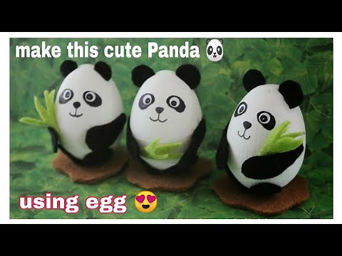 make cute & small panda 🐼 using egg| egg shell craft |crafty panda |egg decorations |5 minute craft