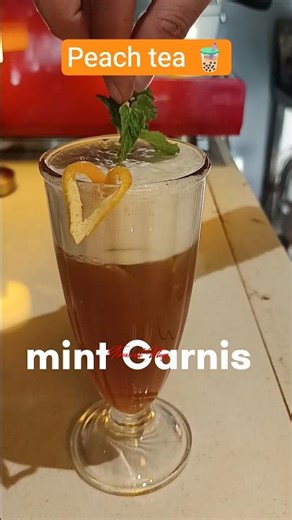 How to make Cafe Style Peach Iced Tea in 30 Seconds! 🍑#coffee #barista #viral #drink #tea #trending