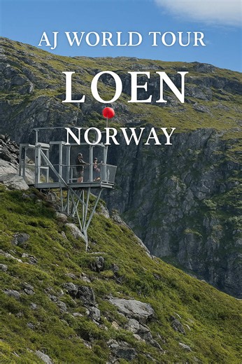 Soaring across a Norwegian fjord with mountains and waterfalls all around us was an experience we’ll never forget 🤯🇳🇴 This has to be one of the craziest zip lines in the world. 📍Leon, Norway #AJPassport #Norway #Loen #ZipLine #NorwegianFjords
