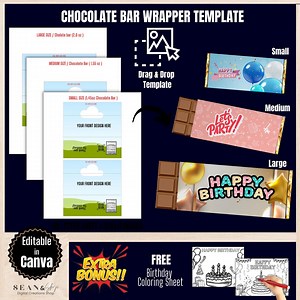Chocolate Bar Template Bundle, Chocolate Wrapper Template, Candy Bar Wrapper, Party Favors Template Designs, Chocolate Labels, BT1 - Etsy
