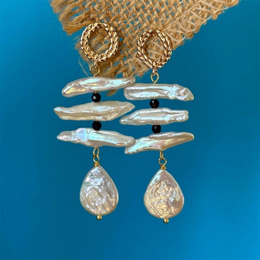 Dangling Stick Pearl Earrings • Bold Statement Freshwater Pearl Earring • Wedding Jewelry - Etsy