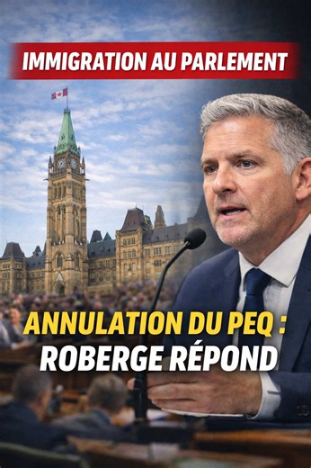 🏛️ Immigration au Parlement canadien L’annulation du PEQ au centre des débats L’immigration s’invite au cœur des discussions politiques au Canada. L’annulation du Programme de l’expérience québécoise (PEQ) continue de susciter de vives réactions, tant chez les étudiants internationaux que chez les travailleurs temporaires déjà établis au Québec. Au Parlement, Jean‑François Roberge a été interpellé et a dû répondre aux questions concernant les conséquences humaines, économiques et sociales de ce
