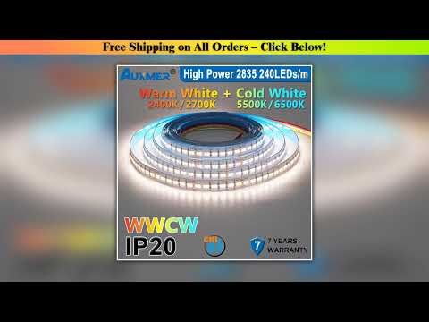 Auxmer 2835 WWCW LED Strip Lights,120LEDs/m 240LEDs/m,CRI95 Super Bright Flex LED