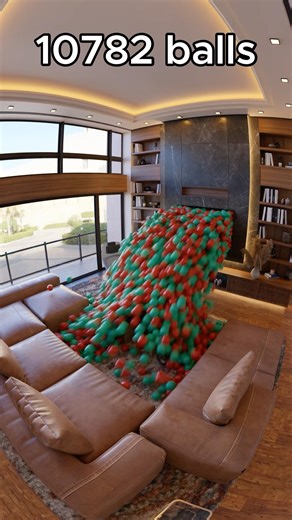 Cool living room filled with over 10782 balls 🔥 Intense blender simulation #blender #blender3d