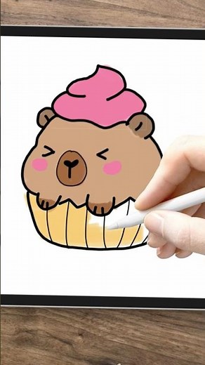 Cómo Dibujar un Cupcake de Capibara Kawaii 🧁🐹 | Dibujo Fácil Paso a Paso