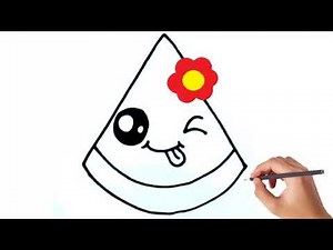 رسم قطعة بطيخ جميله | رسم سهل للاطفال