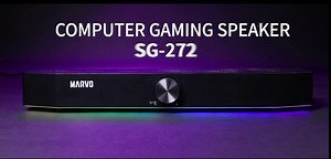 MARVO Computer Speakers, Computer Sound Bar with Colorful RGB Lights,Dual Powerful 10W Stereo PC Sound bar,3.5mm AUX-in USB Powered Computer Speakers, Computer Speakers for Desktop, Speakers for PC.