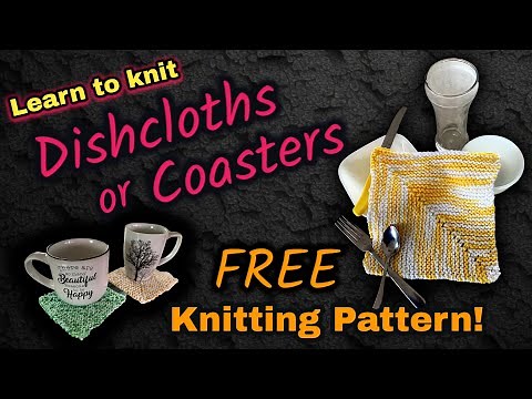 Free Knitting Pattern - Learn How to Knit a Dishcloth or Coaster - Quick Knitting Tutorial #knitting