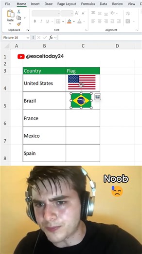 The trick to inserting flags in Excel that few people know 📊 #Excel #tutorial #exceltutorial | Excel Today