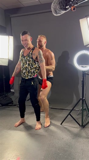 Could you do it faster? 🏆 #andrewchristian #trophyboy #gay #behindthescenes #photoshoot