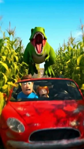 Dinosaur Chasing Car Animation #Dinosaur #T-rex #cute