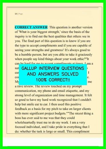 GALLUP INTERVIEW QUESTIONS AND ANSWERS SOLVED 100% CORRECT!! video