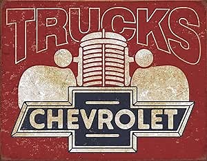 Desperate Enterprises Chevrolet Trucks 40s Tin Sign - Nostalgic Vintage Metal Wall Decor - Made in USA