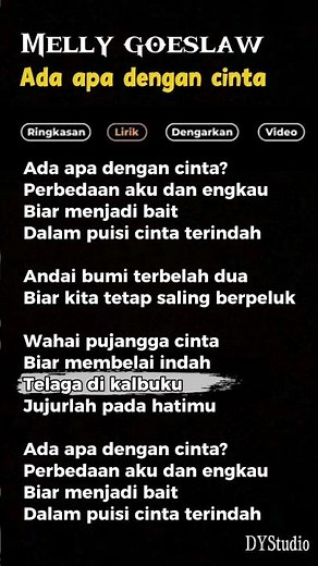 Ada Apa Dengan Cinta? - Melly Goeslaw | Lirik Lagu Indonesia Nostalgia 🎶