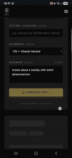 Your next D&D NPC in 30 seconds.
