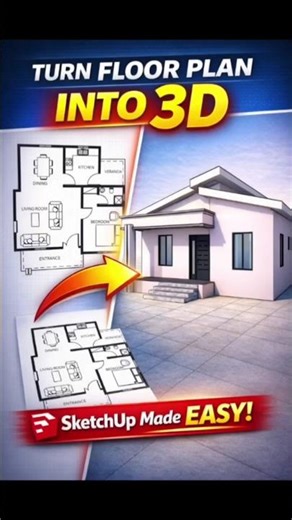 2D Floor Plan to 3D in SketchUp (Beginner Step-by-Step) #shorts #sketchup #sketchuptutorial #3d