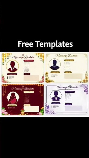 Create your marriage biodata in seconds 💍✨No design skills needed 😍100% FREE templates available