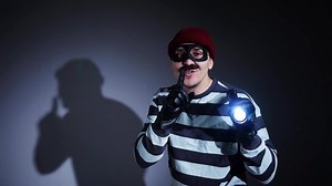 Funny Thief Flashlight Mask Prison Uniform Stock Footage Video (100% Royalty-free) 1097754127 | Shutterstock