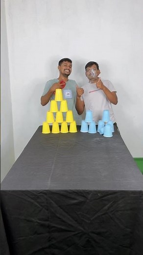 The mind-blowing pyramid crash with a ball funny family challenge 😍🏆😝#shorts