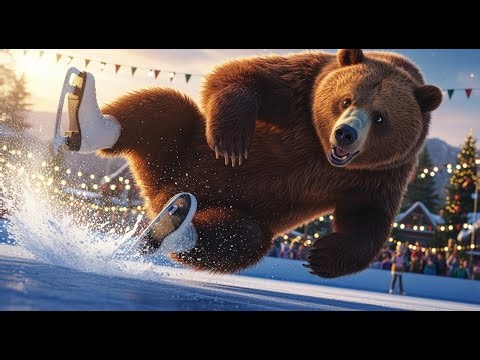 Hilarious Bear On Ice Skates! You Won't Believe Your Eyes!