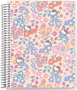 Erin Condren 8.5" X 11" Spiral Bound Graph Paper Notebook - Hello Kitty Meadows - 160 Lined Page Note Taking & Writing Notebook, 80Lb Thick Mohawk Paper, Stickers Included