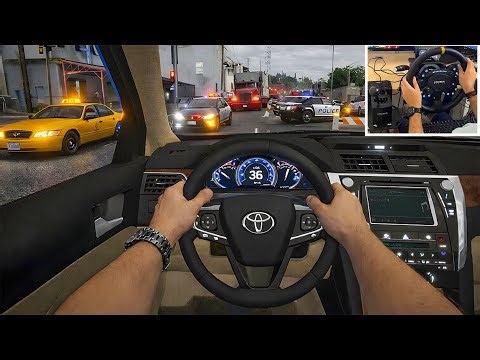 GTA 5 - Realistic Taxi Uber Job | Toyota Camry V55 | POV Drive | Steering Wheel Gameplay