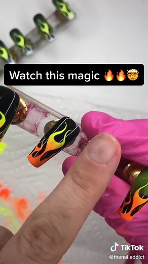 WHO LOVES FIRE NAILS!?🔥✨🔥 #nailtutorial #nailart #flamenails #firenails #nailvideo #fyp #ombrenails #ilikehim #foryoupage