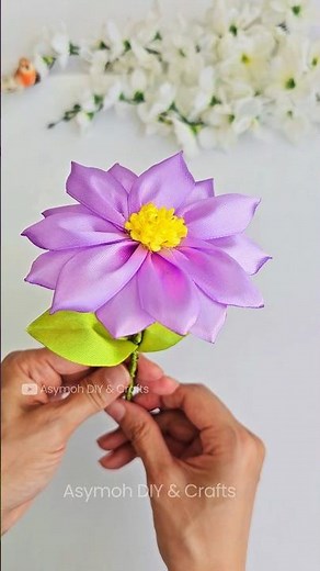 Ribbon flower making | how to make satin flower easy | diy flower #shortsviral #diy #handmade #fyp
