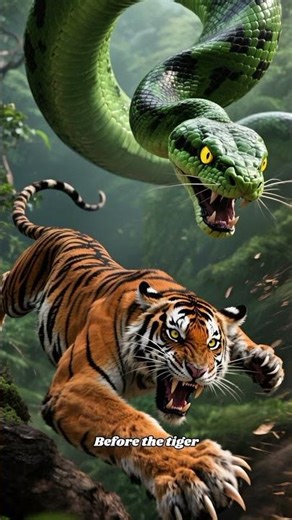 Giant Snake Attacks Tiger — The Jungle Screams in Terror#shortvideo #animals #viralvideo #shorts