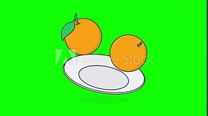 Orange Fruit On Green Screen Background. 3D Orange Fruit Animation. Orange Animation