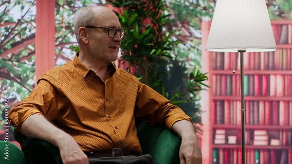 Elderly couple enjoying a cheerful conversation at their home, showcasing longevity and senior lifestyle. Home care and companionship for the aging people, laughing and feeling good. Camera A.
