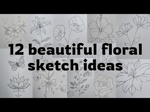 12 beautiful floral sketch ideas | pencil floral sketch #sketch #floraldesign