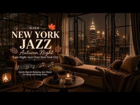 Late Night Jazz Over New York City | Gentle Rain & Relaxing Jazz Music for Sleep and Deep Focus