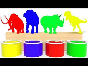 Bathing Colors Real Life Animals Dinosaur, Elephant, Mammoth, Rhino Wild Animals Colors for k