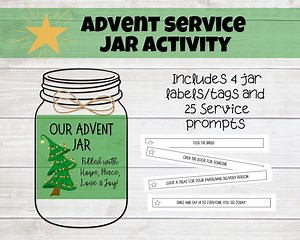 Advent Service Jar Activity, 25 Fun Service Prompts, Christmas Project for Family, Sunday School, Classroom, Kids Club, Advent Kindness - Etsy