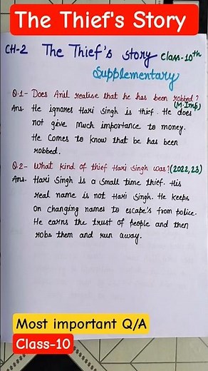 The Thief's Story class 10 Most important question answer|The Thief's Story | #class10 #english
