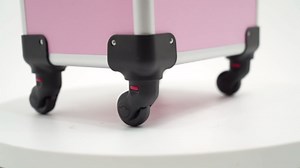 Rolling Makeup Case Cosmetic Case with keys, 4 Sliding Trays 220.46 lbs Pink Trolley Makeup Train Case Professional Makeup Case for Nail Tech Hairstylist Barber