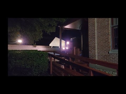 Union Pacific Stacks & Racks Train Passing by the Old Illinois Central Depot! #railfanning
