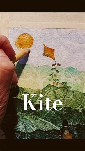 Kite | Watercolor & Plastic Wrap Technique