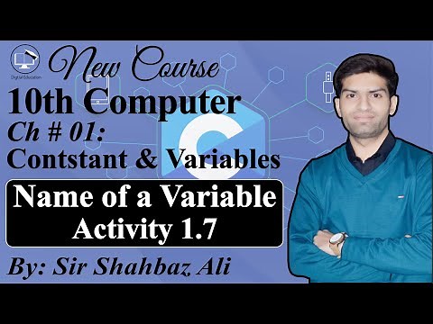 Name of a Variable | Activity 1.7 | Constant & Variable | 10th Computer Chapter 1 |Digital Education