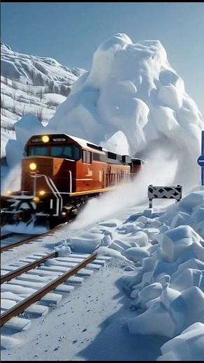 Epic Snow Plow Train Destroys Giant Snowdrifts at Full Speed! #SnowPlowTrain #WinterTrain #Train