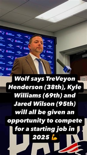 Eliot Wolf says TreVeyon Henderson (38th), Kyle Williams (69th) and Jared Wilson (95th) will all be given an opportunity to compete for a starting job in 2025: “We see all of them with the ability to come in and compete. Obviously with Coach Vrabel, it’s gonna be a blank slate, and everyone’s gonna come in and have the same opportunity. “Certainly we have some established players at some of these positions, but each player’s gonna come in and we’ll see what they can do.” #patriots #nfl #patsnati