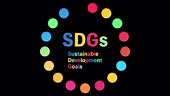 Loop animation of SDGs logo and colored dots appearing and...