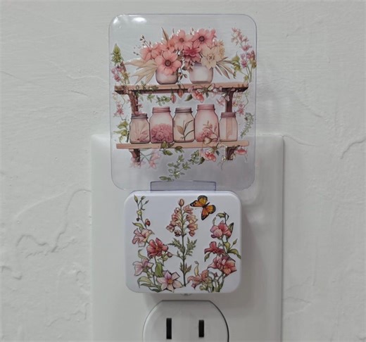 Floral Mason Jars Night Light, Hand-applied Design, Dusk-to-dawn Sensor - Etsy