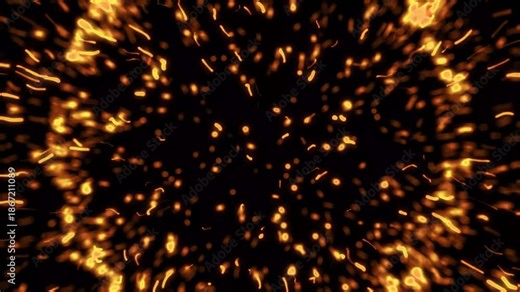 gold glitter particle explosion, Futuristic of Big Bang, Shockwave particles Explosions gold light In Space animation, intro fire explosion particles, Flying sparks and embers from a burst, 4k video