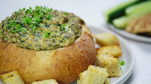 Just six ingredients to make this deliciously cheesy spinach cob loaf. Get the recipe > http://www.taste.com.au/recipes/cob-loaf-spinach-dip/d175c03b-0b7e-4c7b-9e84-0ba0838e9c58 | Taste.com.au