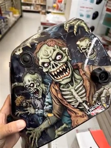 Every helmet tells a story. This one is a nightmare.#zombies #weldinghelmet #jeeplife