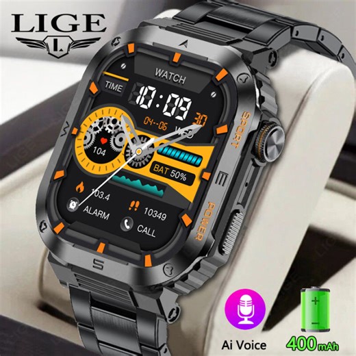 LIGE Smart Watch Men New Outdoor Military Bluetooth Call Smartwatch GPS Sport Waterproof Ftiness tracker Watch + Box | Lazada PH